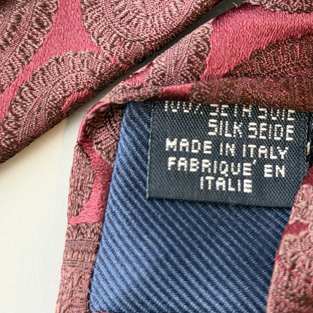 Canali Men's Silk Jacquard Tie Red Paisley Made In Italy Luxury